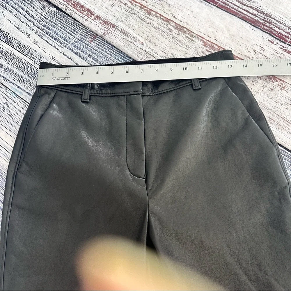 Babaton Black Vegan Leather Straight Leg Pants